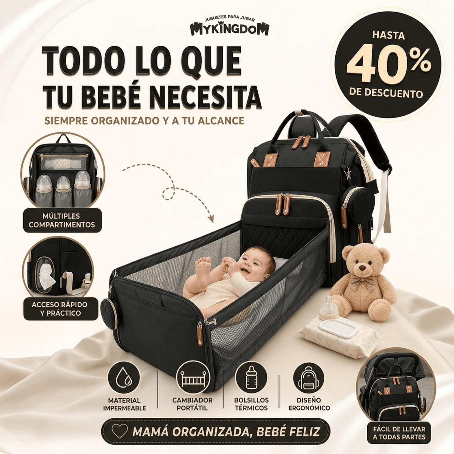 MOCHILA PAÑALERA MULTIFUNCIONAL